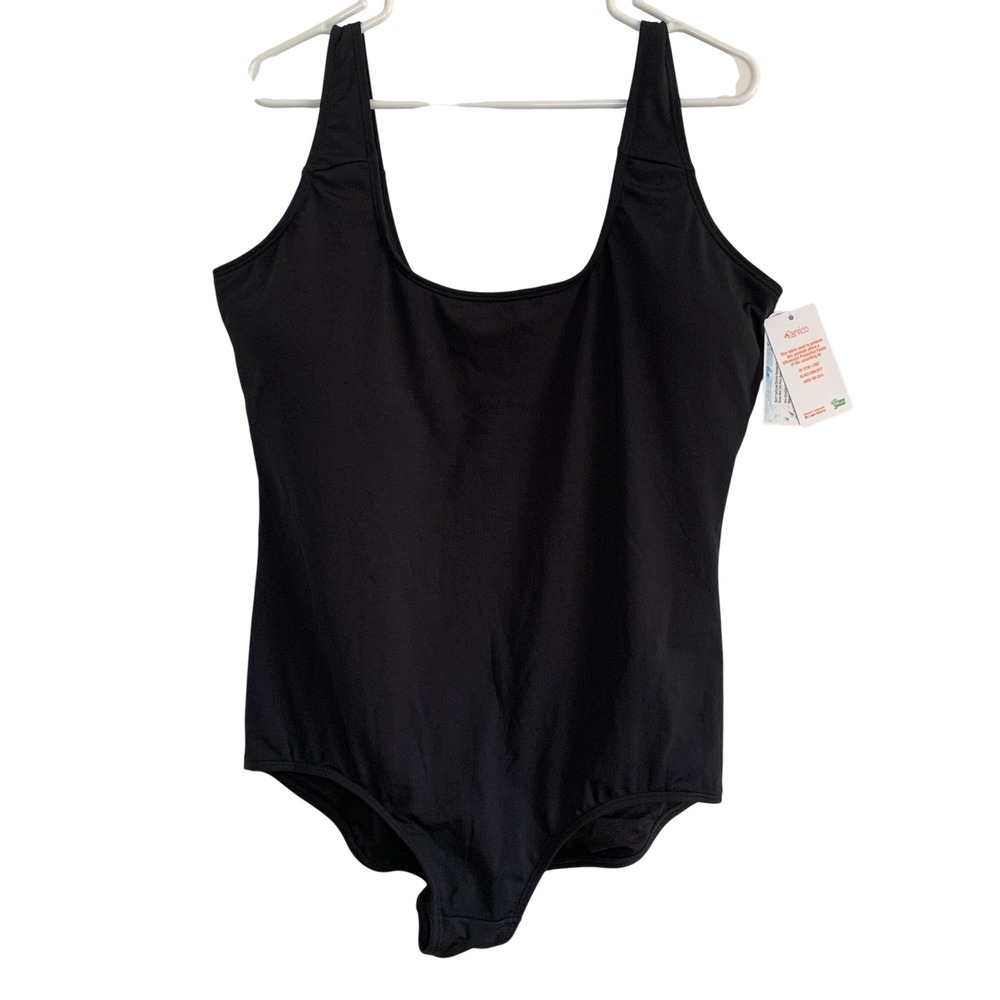 Sporti HydroLast Chlorine Resistant Scoop Back‎ One Piece Swimsuit Black 16 NEW
